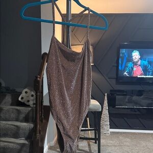 Skims Shimmering Brown One-Piece Swimsuit